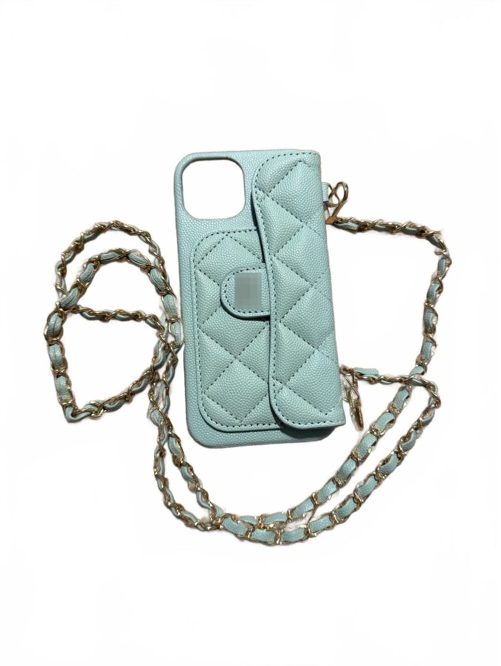 Iphone 13 Pro Quilted Leather Phone Case with Chain Strap